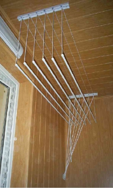 Сушилка для белья потолочная на балкон, виды и достоинства15